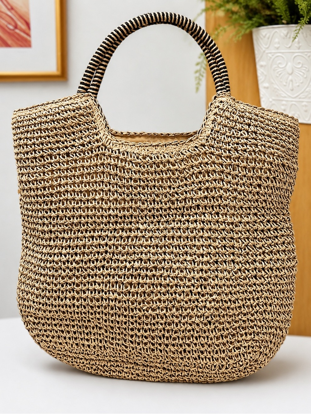Woven Straw Beach Tote by LeGlitz